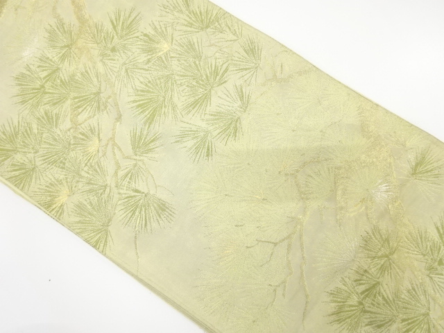 JAPANESE KIMONO / ANTIQUE FUKURO OBI / SILK / WOVEN YOUNG PINE